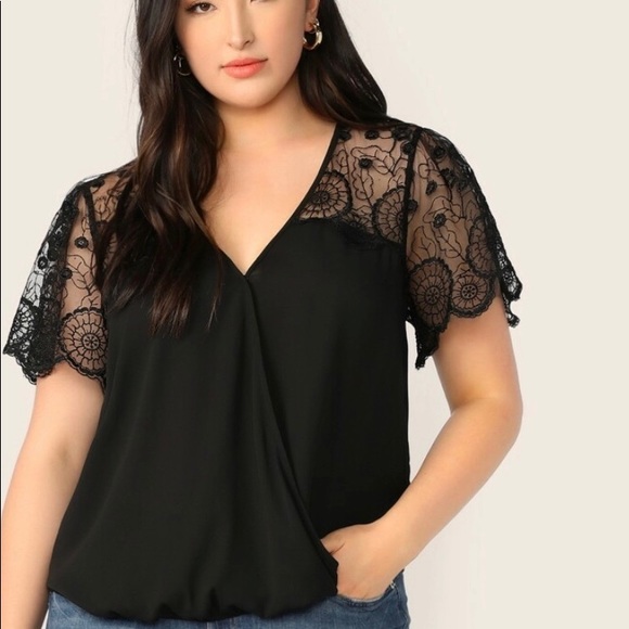 SHEIN Tops - NWOT! SHEIN Brand Lace Shoulder Wrap Top
